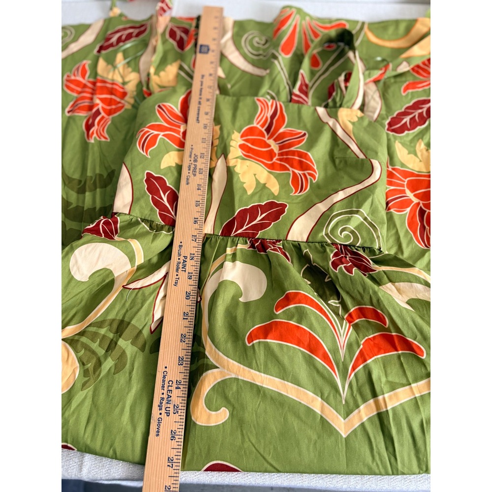 Zara Floral Midi Dress Medium Green Tropical Cotton V-Back Sleeveless New tie up - Picture 10 of 16